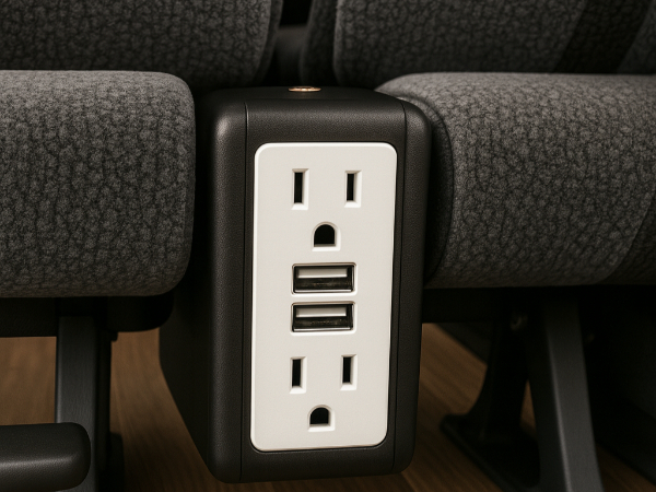 Charter bus power outlets