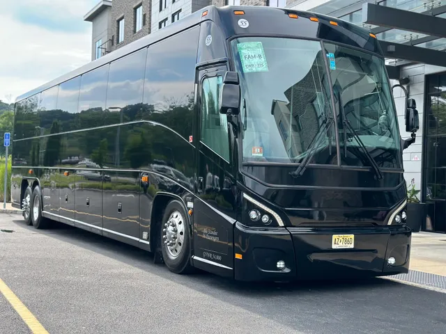 Black charter bus