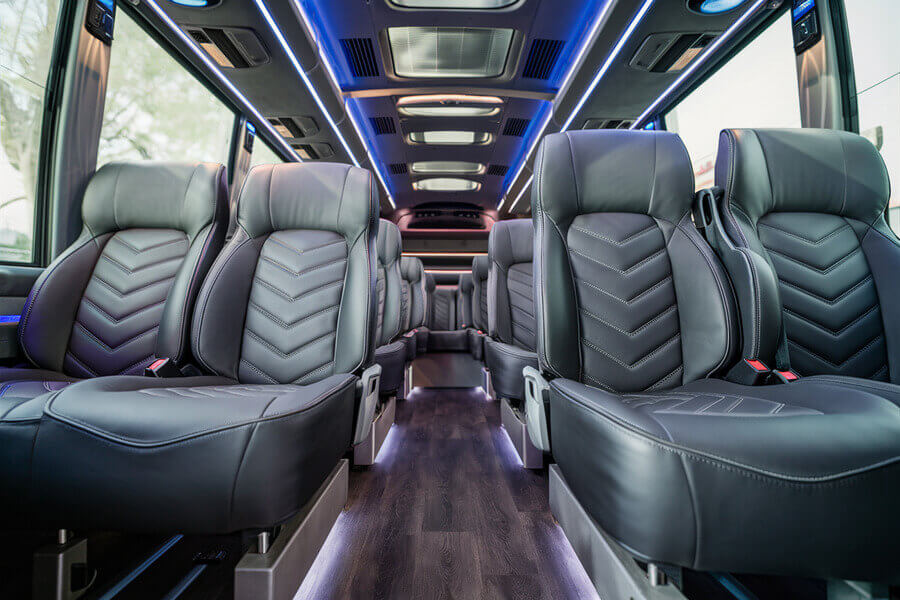 Charter bus interior